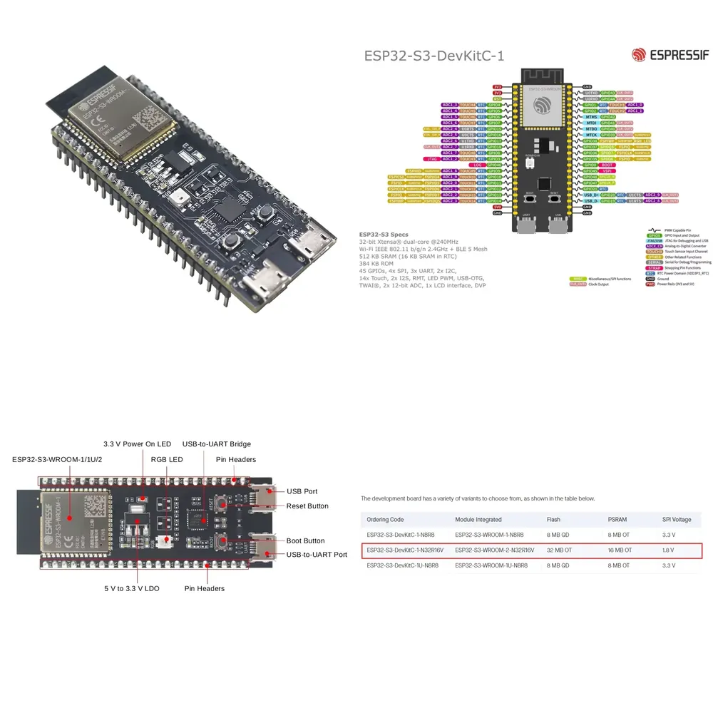 Esp32 Development Board - Espressif ESP32-S3-DevKitC-1 Development Board, featuring the
