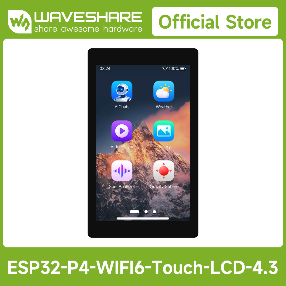 Esp32 Development Board - Waveshare ESP32-P4-WIFI6 4.3inch Development Board, 480