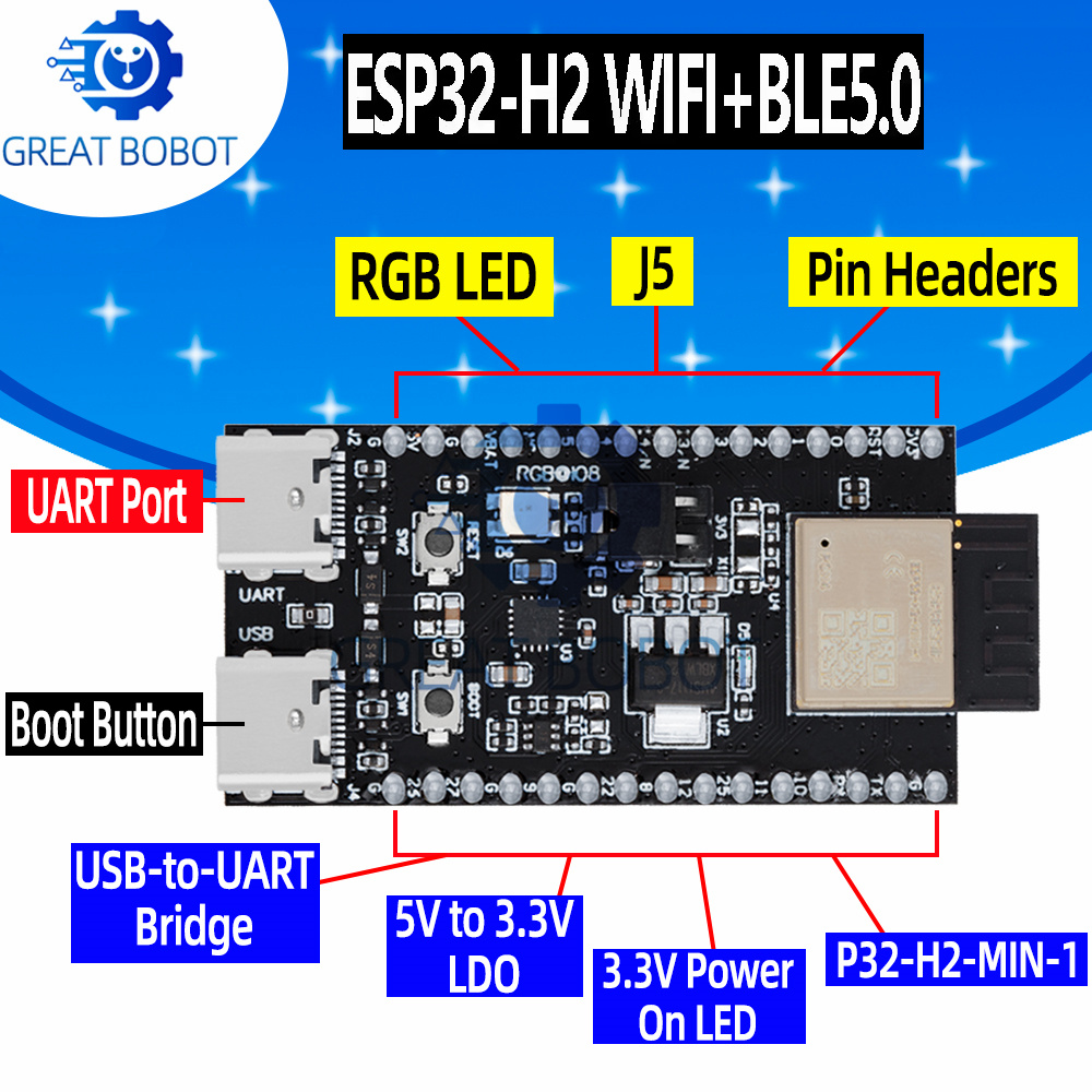 Esp32 H2 - 1~10PCS ESP32-H2-DevKitM WiFi+Bluetooth H2 Series Thread/Zigbee/BLE