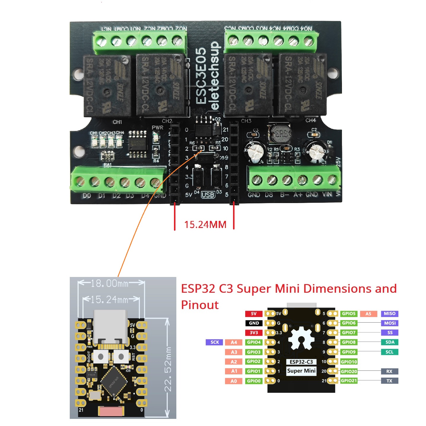 ESC3B04 ESP32-C3 Industrial Re - Esp32 C3 评论和价格