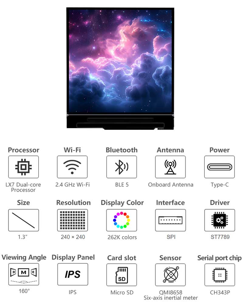 Waveshare ESP32-S3 1.3inch LCD - Espressif Esp32 评论和价格