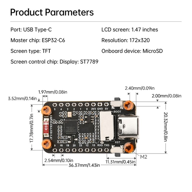 [NEW A09R!】 Esp32-C6 1.47-Inch - Esp32 C6 评论和价格