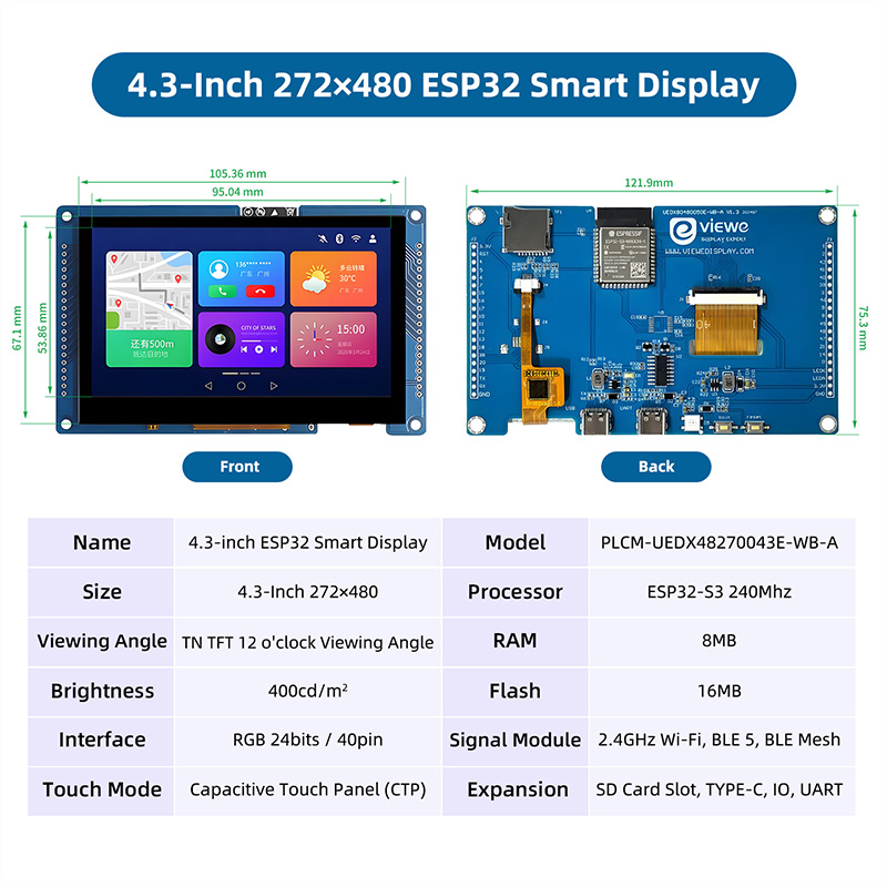 ESP32 S3 4.3 Inch 480*272 Capa - Esp32 P4 评论和价格